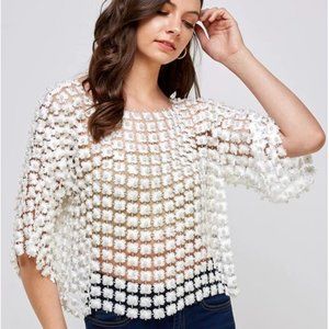 THE LATEST SCOOP PEARL AND FLORAL TOP - ONE SIZE